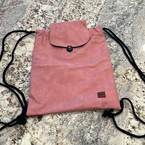 Pink leather backpack